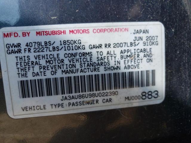 2008 Mitsubishi Lancer Gts VIN: JA3AU86U98U022390 Lot: 56648054