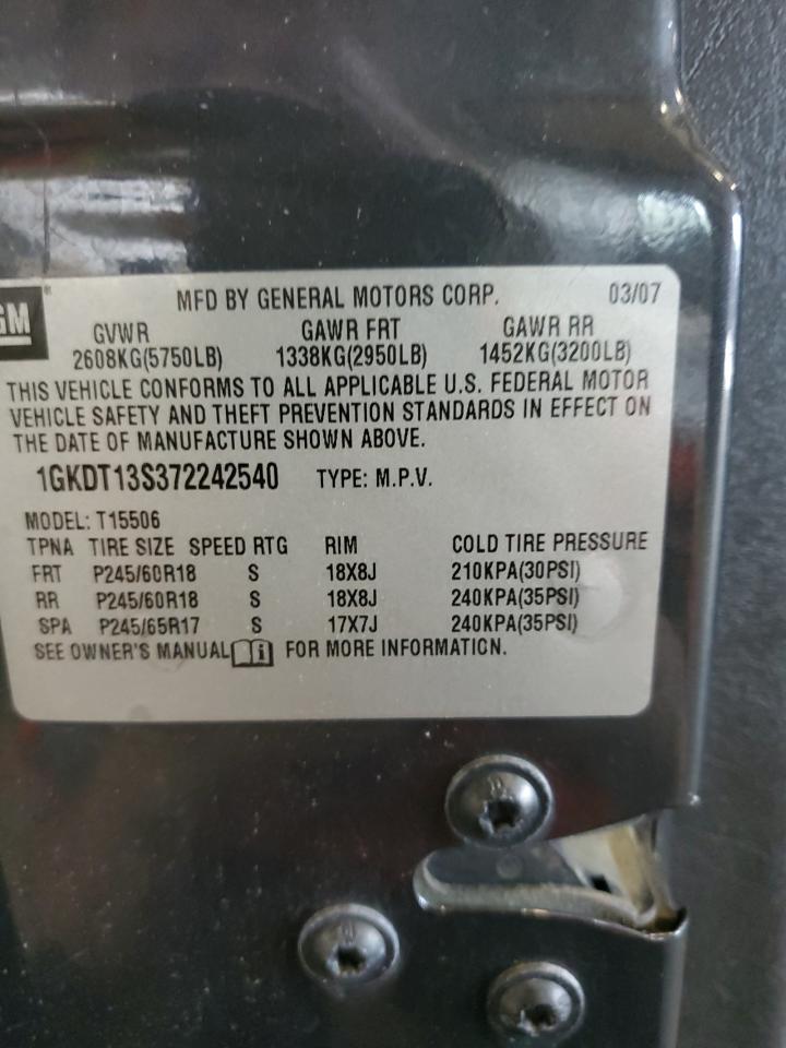 1GKDT13S372242540 2007 GMC Envoy