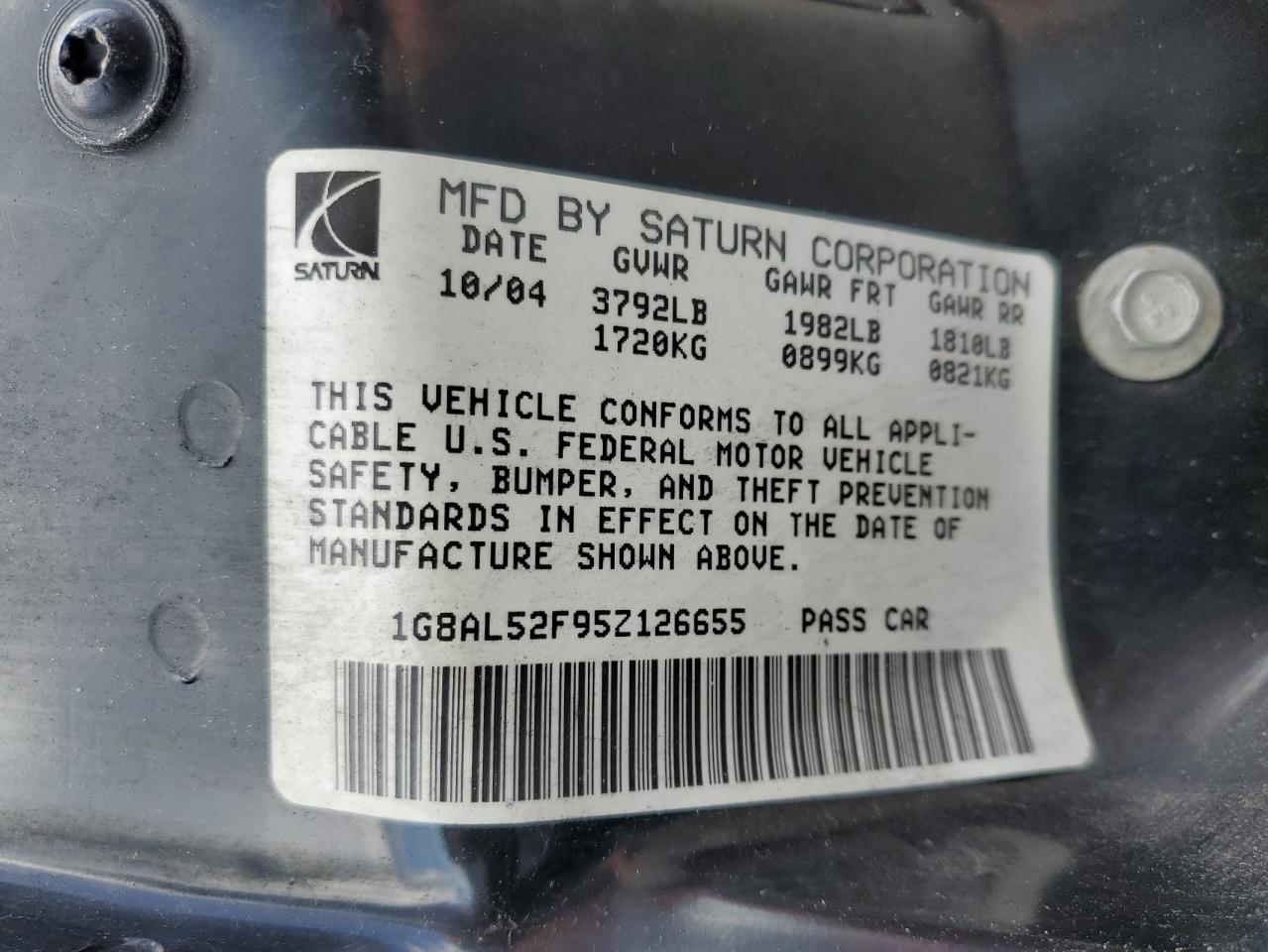 1G8AL52F95Z126655 2005 Saturn Ion Level 3