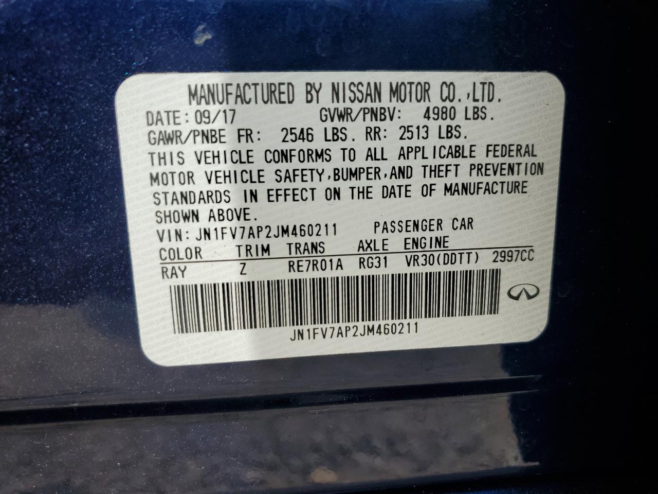 JN1FV7AP2JM460211 2018 Infiniti Q50 Red Sport 400