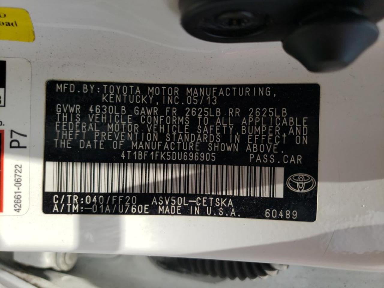 4T1BF1FK5DU696905 2013 Toyota Camry L