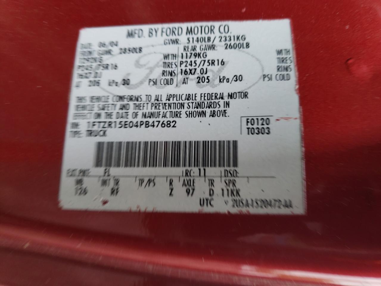 1FTZR15E04PB47682 2004 Ford Ranger Super Cab