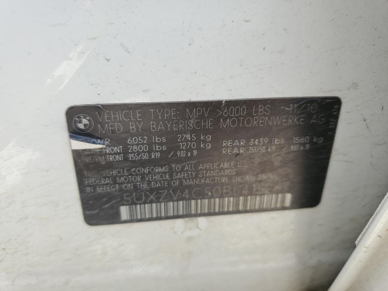 5UXZV4C50BL415262 2011 BMW X5 xDrive35I