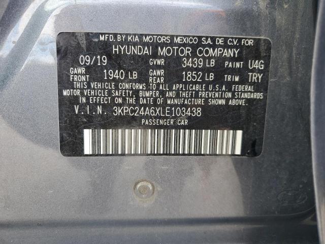 2020 Hyundai Accent Se VIN: 3KPC24A6XLE103438 Lot: 54038584