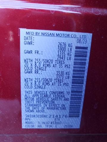 2024 Nissan Pathfinder Sl VIN: 5N1DR3CD0RC214176 Lot: 56884604