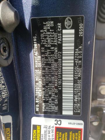 2019 Toyota Avalon Xle VIN: 4T1BZ1FB6KU008172 Lot: 55202404