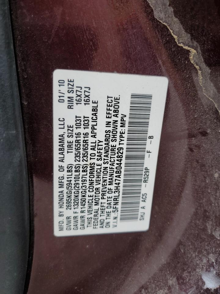 5FNRL3H47AB044829 2010 Honda Odyssey Ex