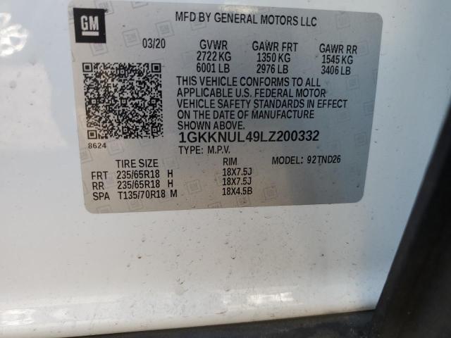 2020 GMC Acadia Slt VIN: 1GKKNUL49LZ200332 Lot: 52921864