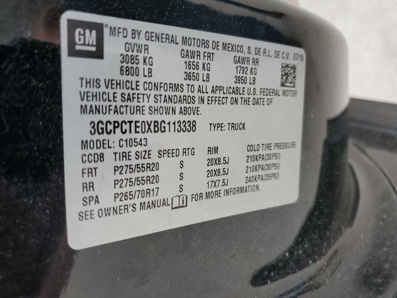 3GCPCTE0XBG113338 2011 Chevrolet Silverado C1500 Ltz