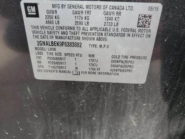 2015 Chevrolet Equinox Lt VIN: 2GNALBEK9F6383882 Lot: 54381754