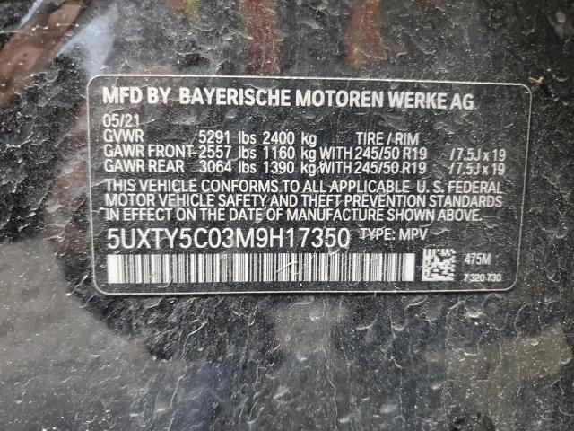 2021 BMW X3 xDrive30I VIN: 5UXTY5C03M9H17350 Lot: 55339324