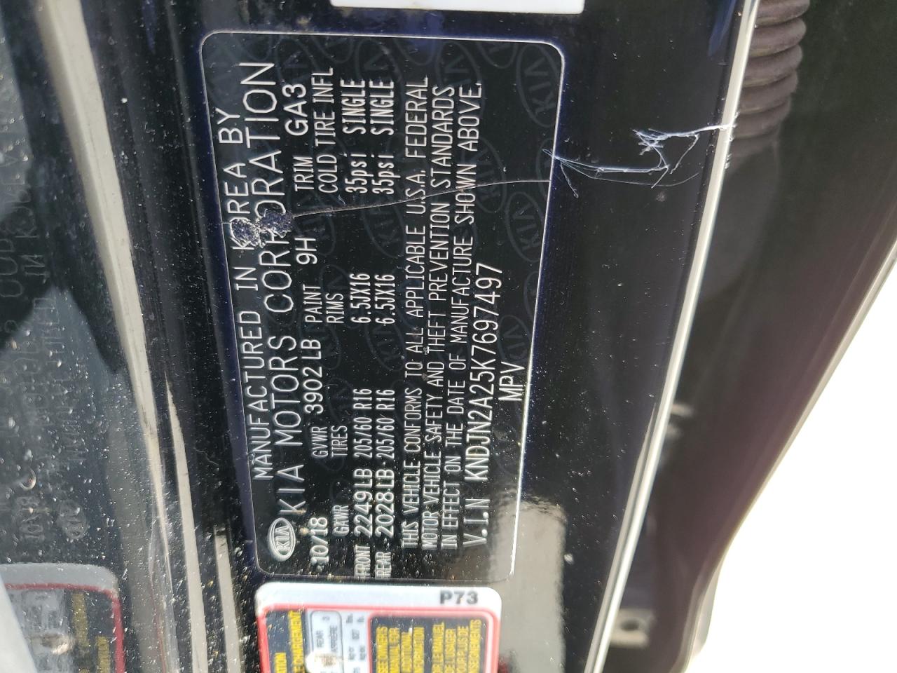 KNDJN2A25K7697497 2019 Kia Soul