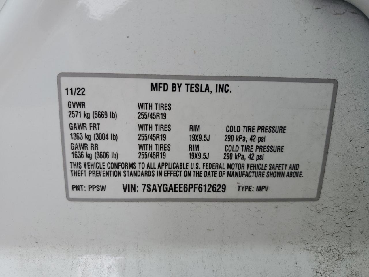 7SAYGAEE6PF612629 2023 Tesla Model Y