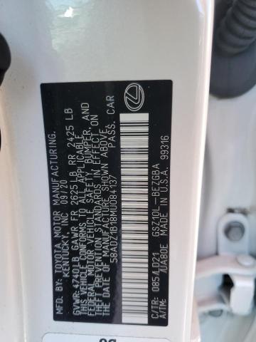 2021 Lexus Es 350 Base VIN: 58ADZ1B18MU084137 Lot: 55019994