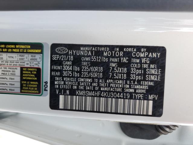 2019 HYUNDAI SANTA FE X - KM8SM4HF4KU304419