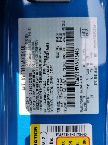 2019 Ford Mustang VIN: 1FA6P8TH9K5175445 Lot: 54672774