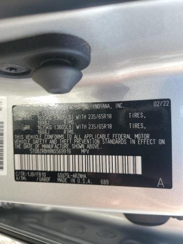 2022 Toyota Highlander L VIN: 5TDBZRBH8NS569916 Lot: 56346934