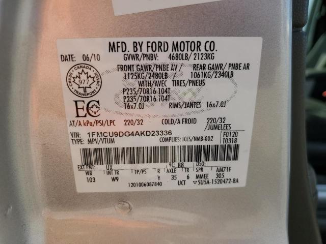 2010 Ford Escape Xlt VIN: 1FMCU9DG4AKD23336 Lot: 53851634