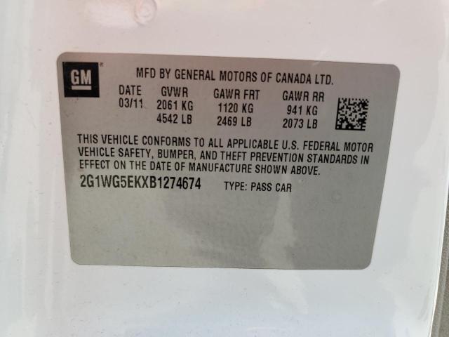 2011 Chevrolet Impala Lt VIN: 2G1WG5EKXB1274674 Lot: 55126004