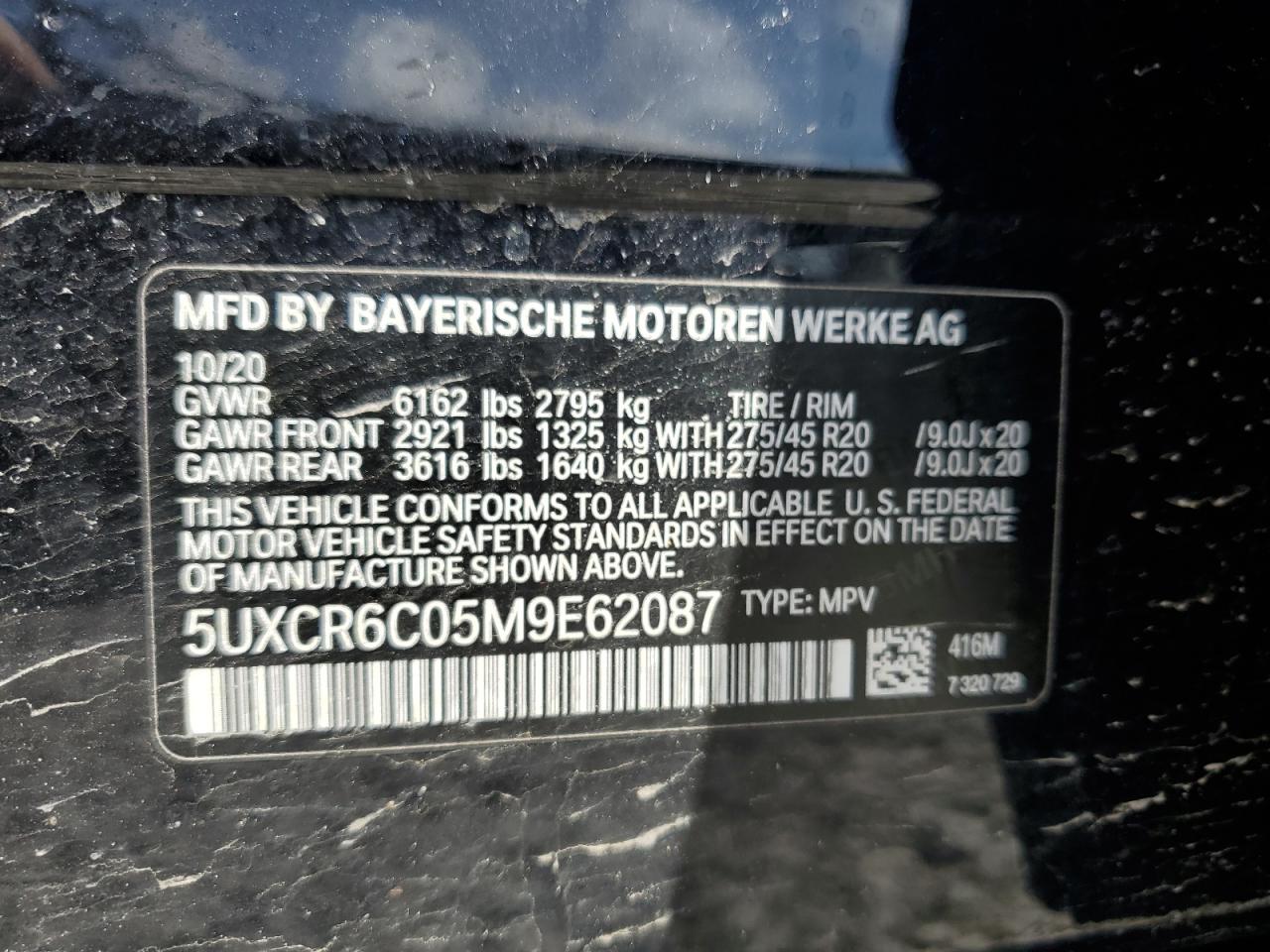 5UXCR6C05M9E62087 2021 BMW X5 xDrive40I