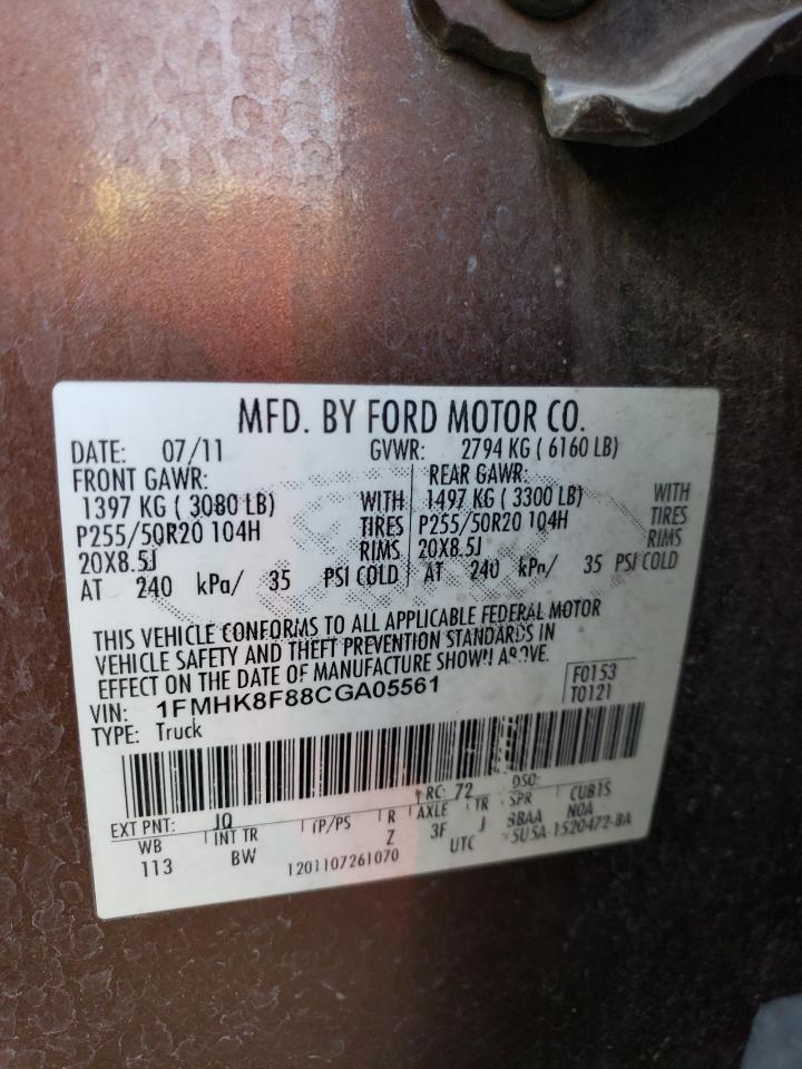 1FMHK8F88CGA05561 2012 Ford Explorer Limited