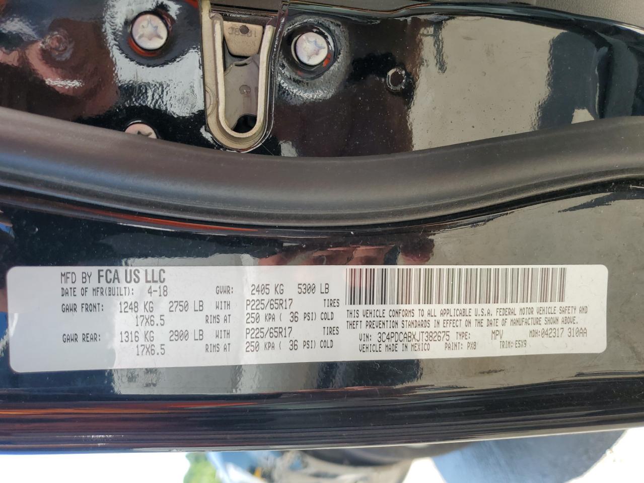 3C4PDCABXJT382675 2018 Dodge Journey Se