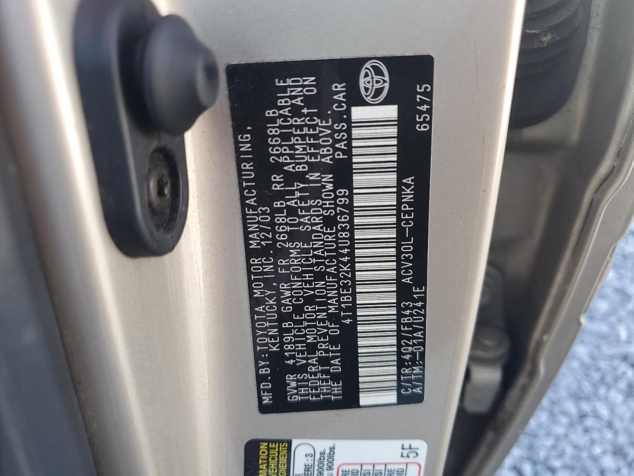 4T1BE32K44U836799 2004 Toyota Camry Le