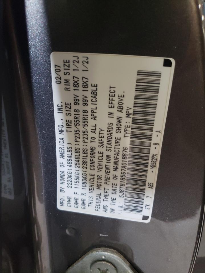 5J8TB18567A018876 2007 Acura Rdx Technology