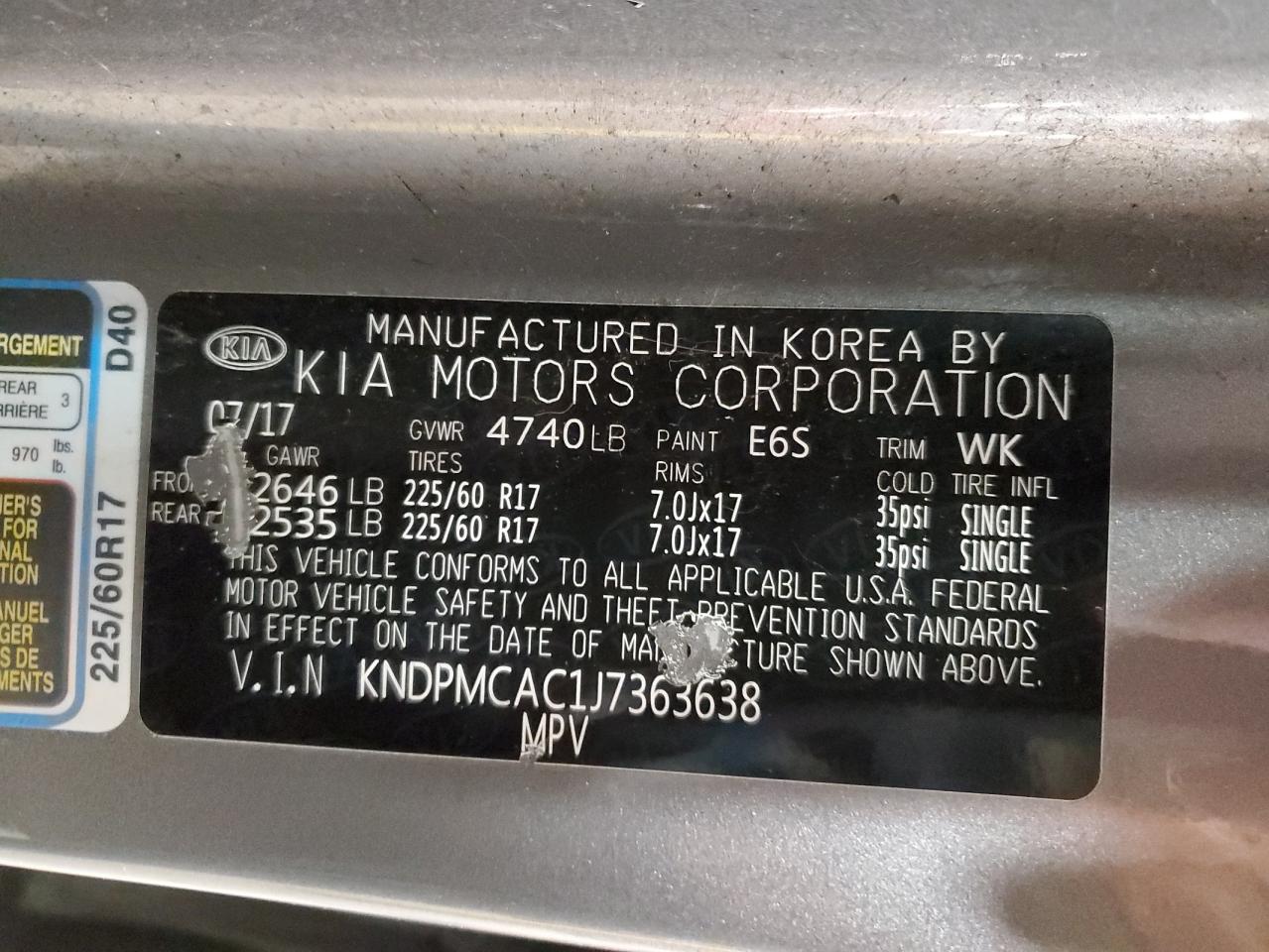 KNDPMCAC1J7363638 2018 Kia Sportage Lx