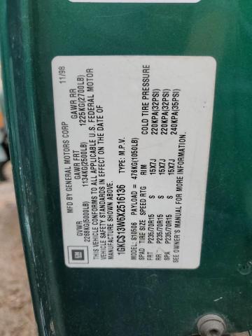 1999 GMC Jimmy VIN: 1GKCS13W6X2516136 Lot: 55161694