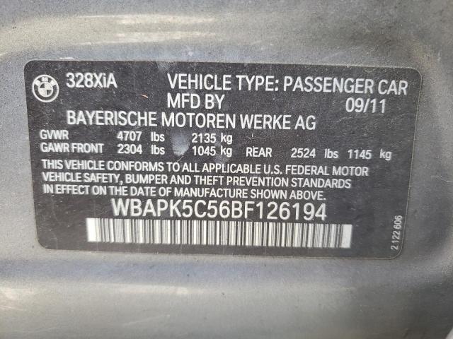 2011 BMW 328 Xi Sulev VIN: WBAPK5C56BF126194 Lot: 54797624