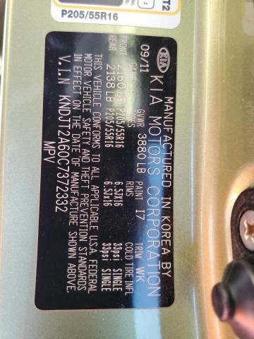 2012 Kia Soul + VIN: KNDJT2A60C7372332 Lot: 55951514