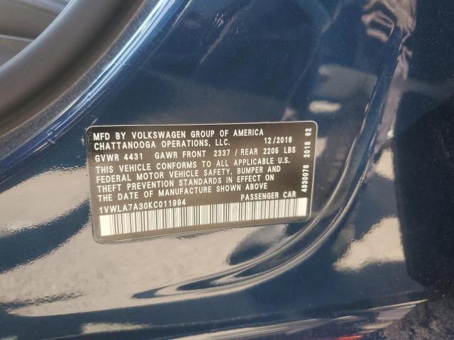 2019 VOLKSWAGEN PASSAT WOL - 1VWLA7A30KC011994