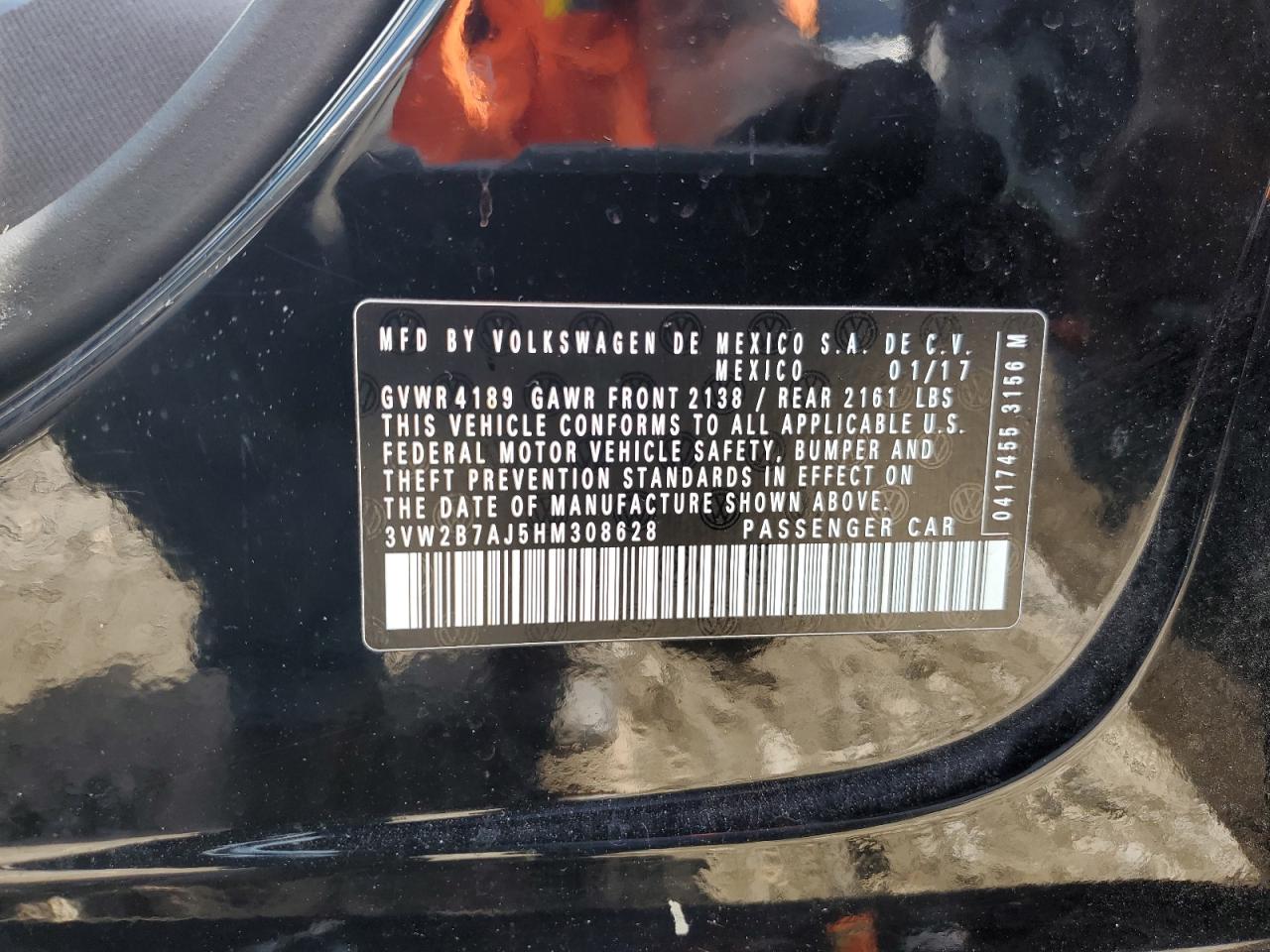 3VW2B7AJ5HM308628 2017 Volkswagen Jetta S