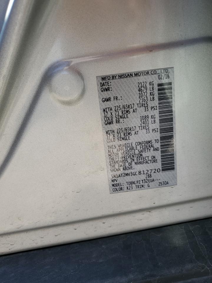 5N1AT2MV3GC812720 2016 Nissan Rogue S