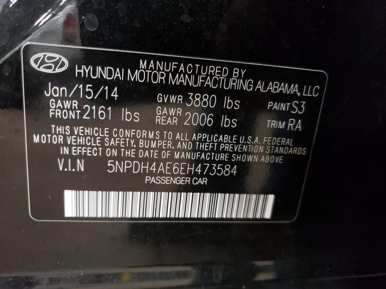 5NPDH4AE6EH473584 2014 Hyundai Elantra Se