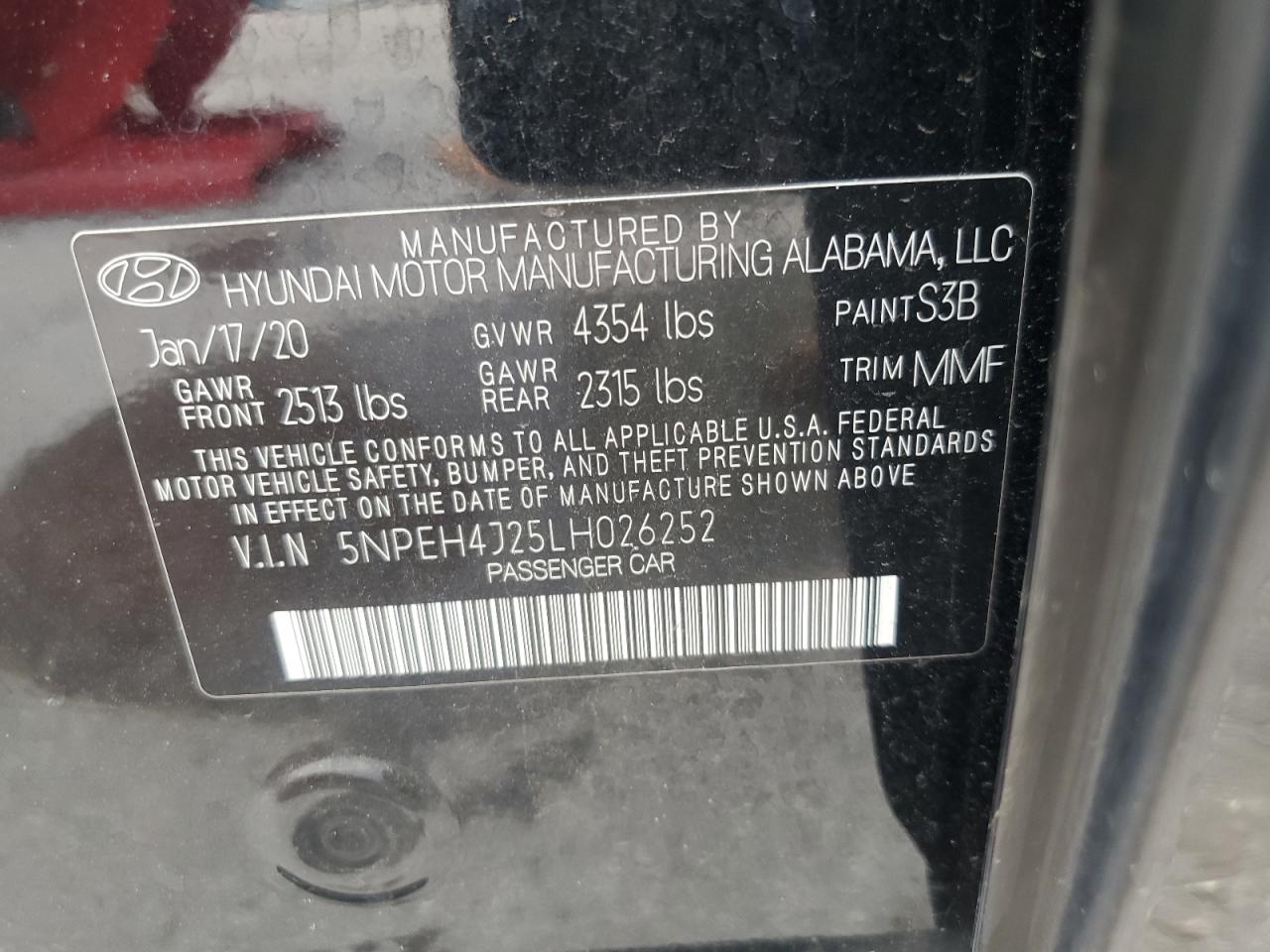 5NPEH4J25LH026252 2020 Hyundai Sonata Limited