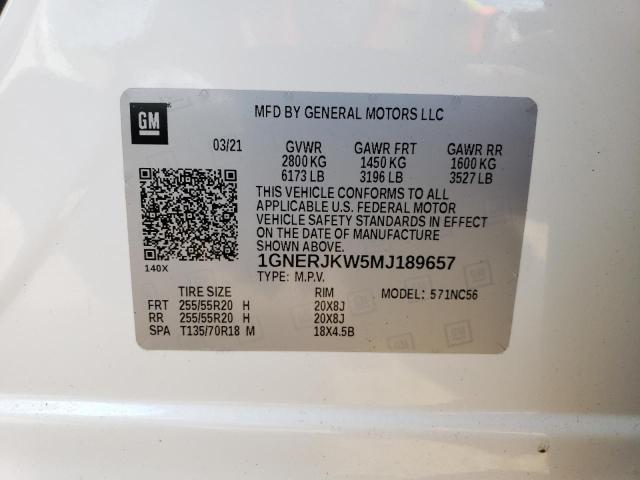 2021 Chevrolet Traverse Rs VIN: 1GNERJKW5MJ189657 Lot: 55738544