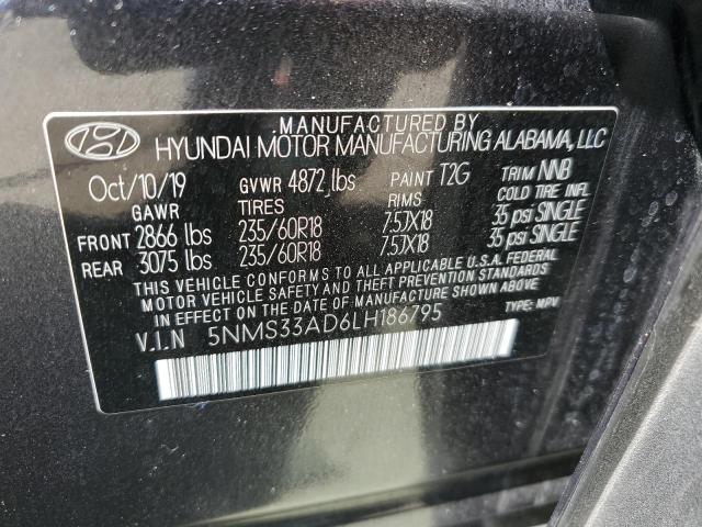 2020 Hyundai Santa Fe Sel VIN: 5NMS33AD6LH186795 Lot: 54387844