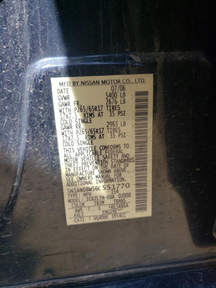 5N1AN08W56C551770 2006 Nissan Xterra Off Road