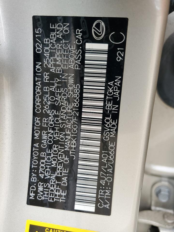 JTHBK1GG7F2186885 2015 Lexus Es 350