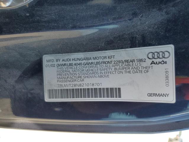 2002 Audi Tt Quattro VIN: TRUWT28N821018701 Lot: 55596164