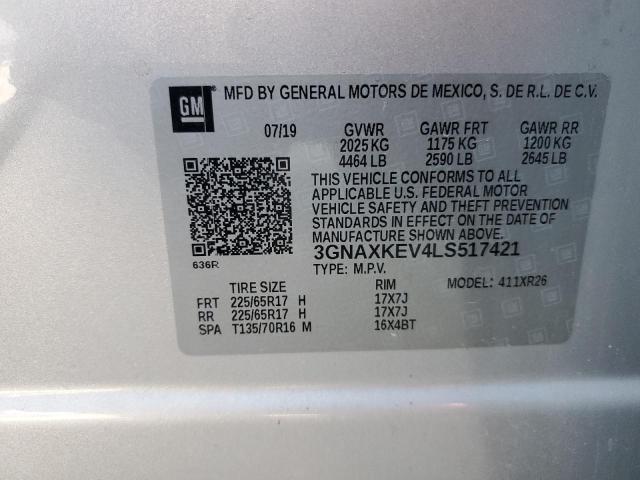 2020 Chevrolet Equinox Lt VIN: 3GNAXKEV4LS517421 Lot: 54010544