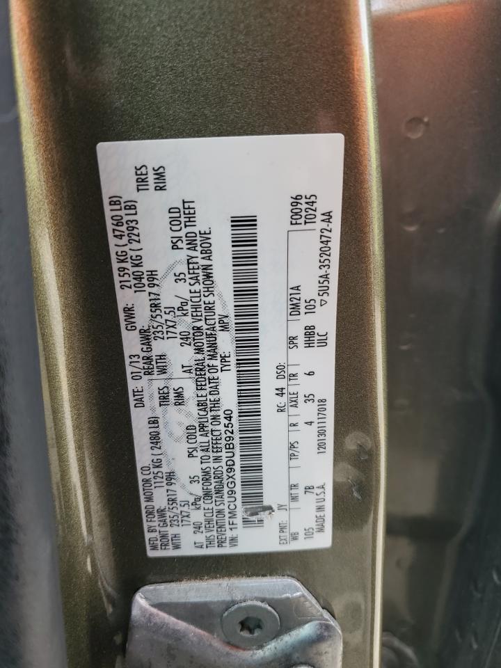 1FMCU9GX9DUB92540 2013 Ford Escape Se