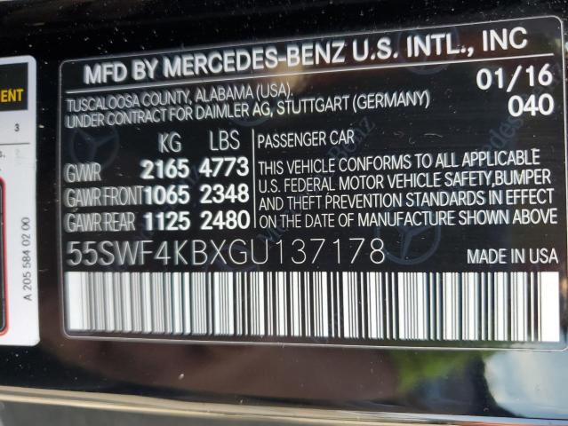 VIN 55SWF4KBXGU137178 2016 Mercedes-Benz C-Class, 3... no.12