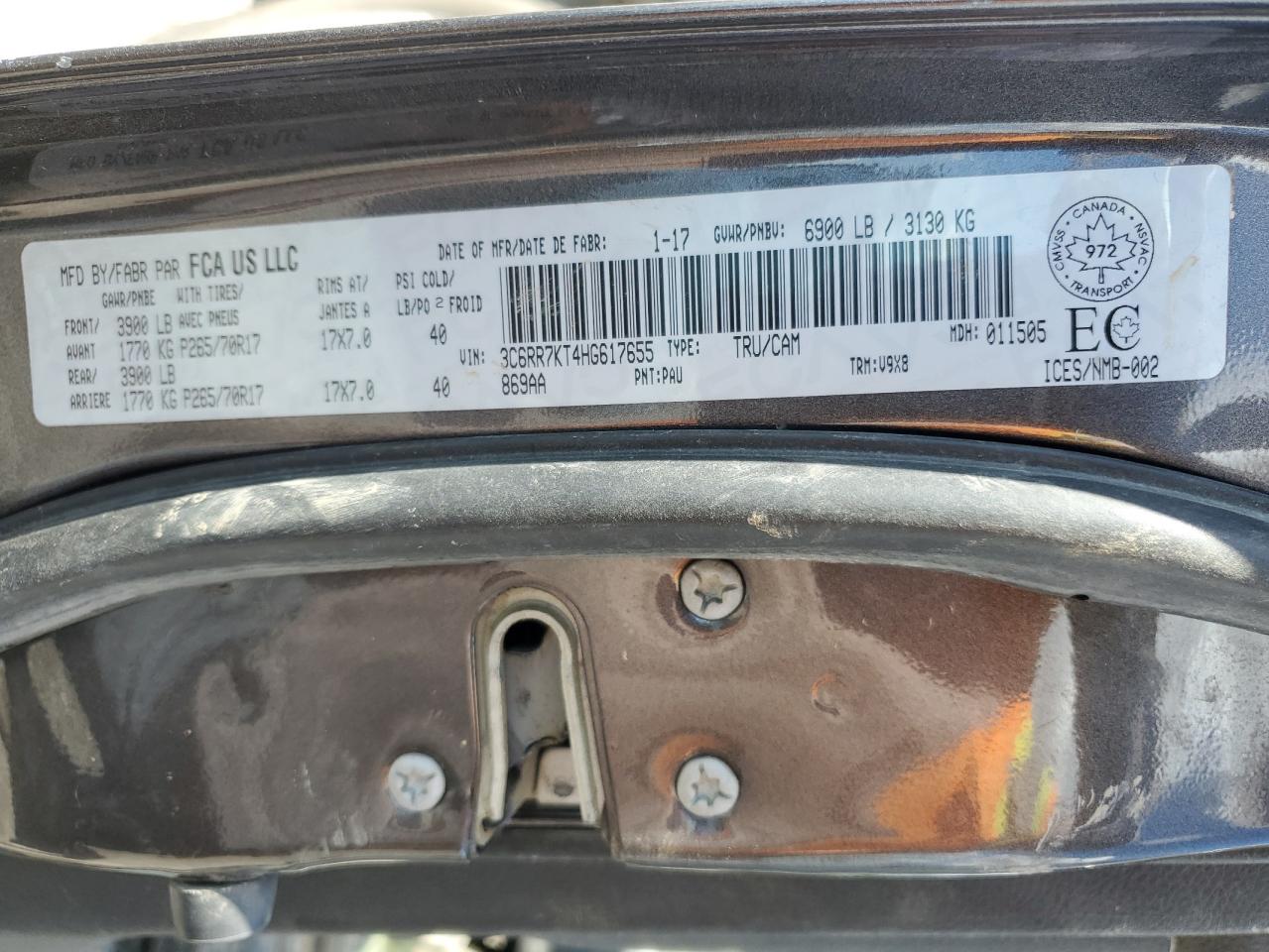 3C6RR7KT4HG617655 2017 Ram 1500 St