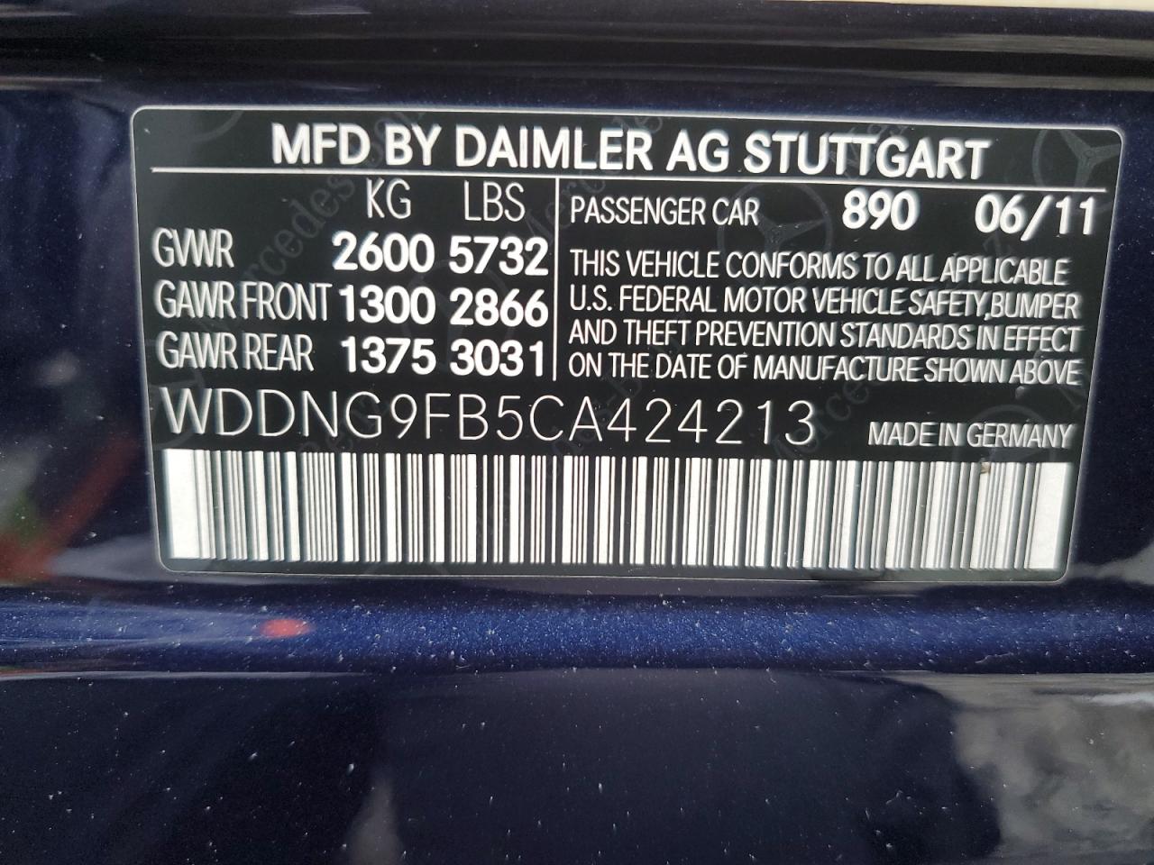 WDDNG9FB5CA424213 2012 Mercedes-Benz S 400