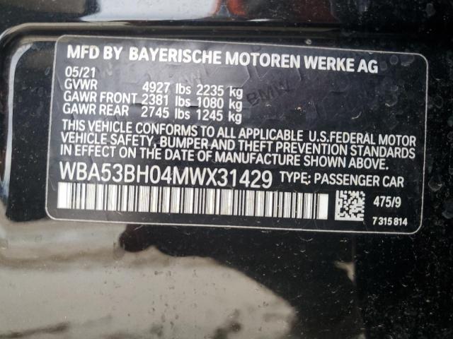 VIN WBA53BH04MWX31429 2021 BMW 5 Series, 530 I no.12