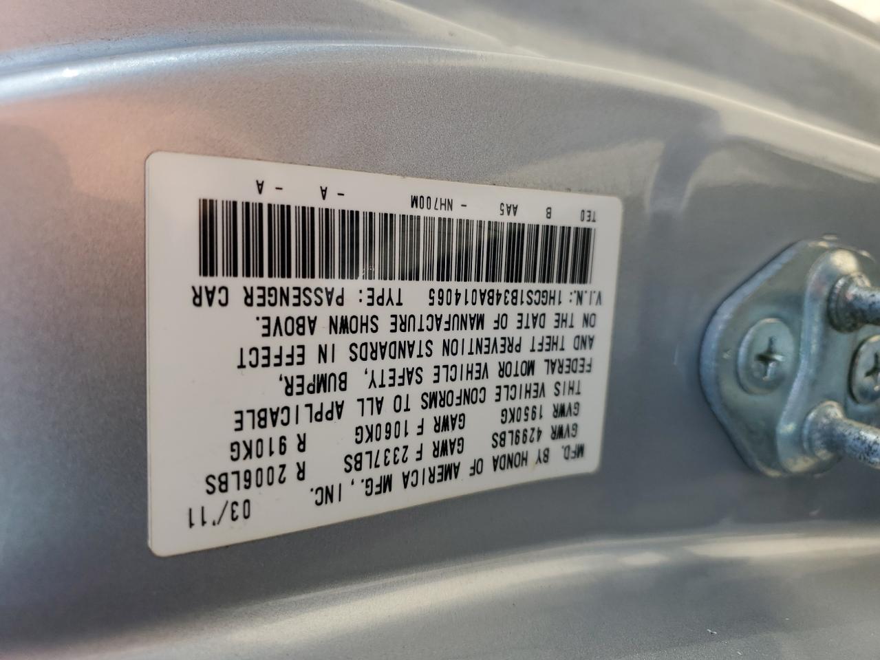 1HGCS1B34BA014065 2011 Honda Accord Lx-S