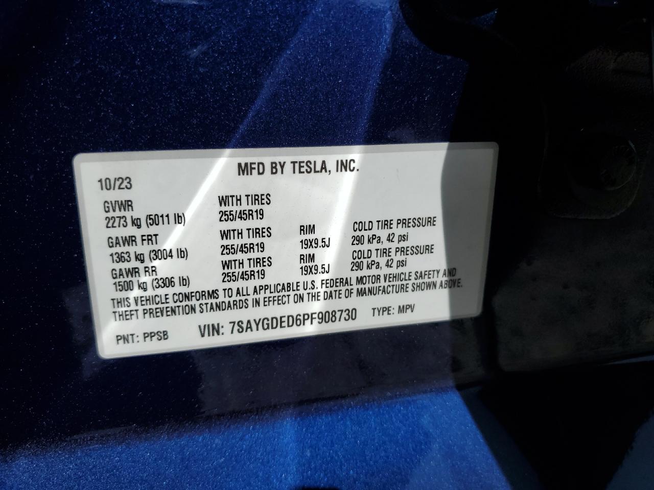 7SAYGDED6PF908730 2023 Tesla Model Y